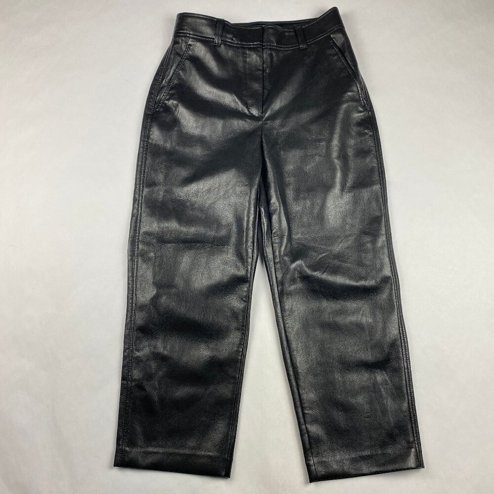 Babaton Aritzia Command Cropped Faux Leather Pants Women's Size 4 - Black